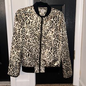 LPA leopard metallic bomber jacket size XXS